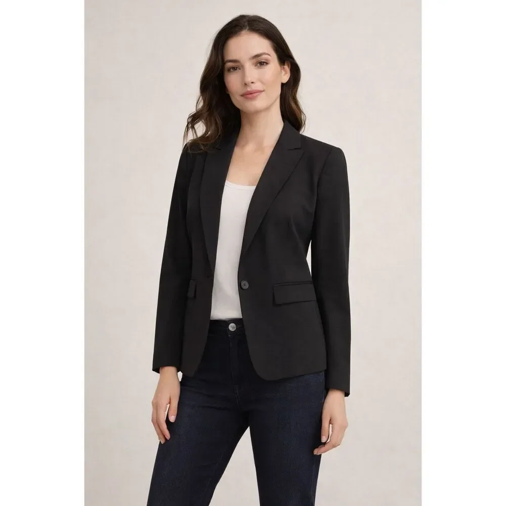 Ann Taylor one button Classic blazer in stretch Cotton Shorts ZS 6